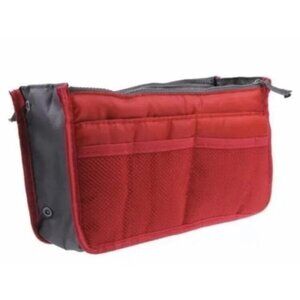 Multipurpose Travel Handbag Insert Organizer Multiple Pockets Red Unisex